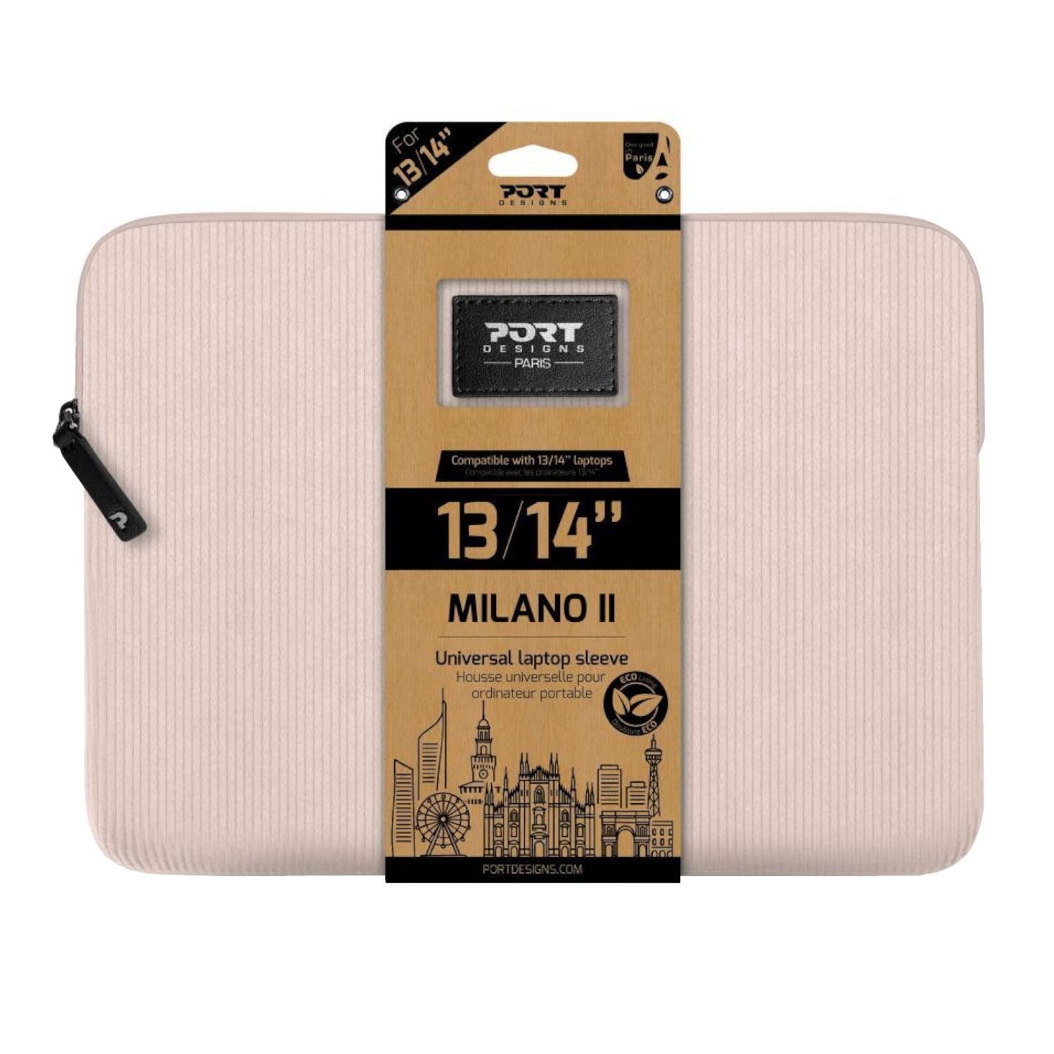 Port Designs Milano II Eco 13/14" Universal Laptop Sleeve - Plush Pink