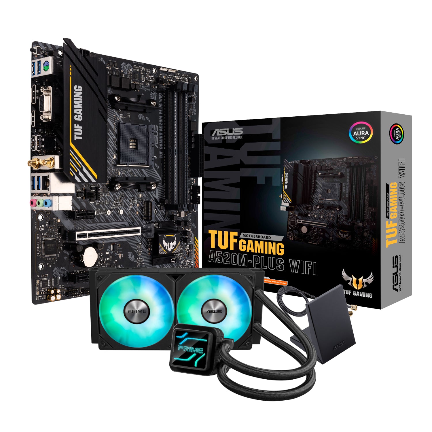 Asus TUF Gaming A520M-PLUS WiFi AM4 and Asus Prime LC 240 ARGB Liquid CPU Cooler Bundle