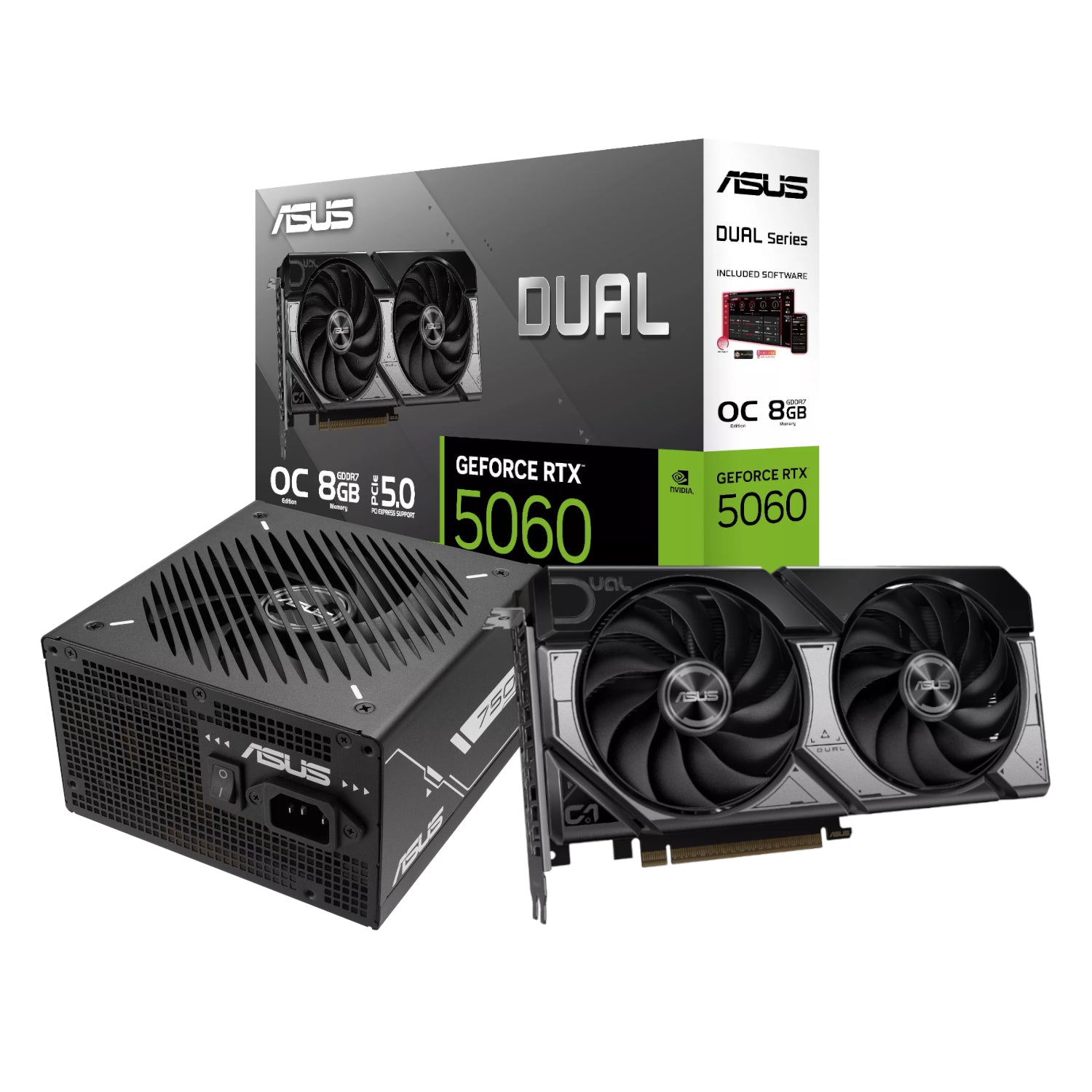 Asus Nvidia GeForce RTX 5060 OC Edition and 750W 80 PLUS Bronze Non-Modular Power Supply Bundle