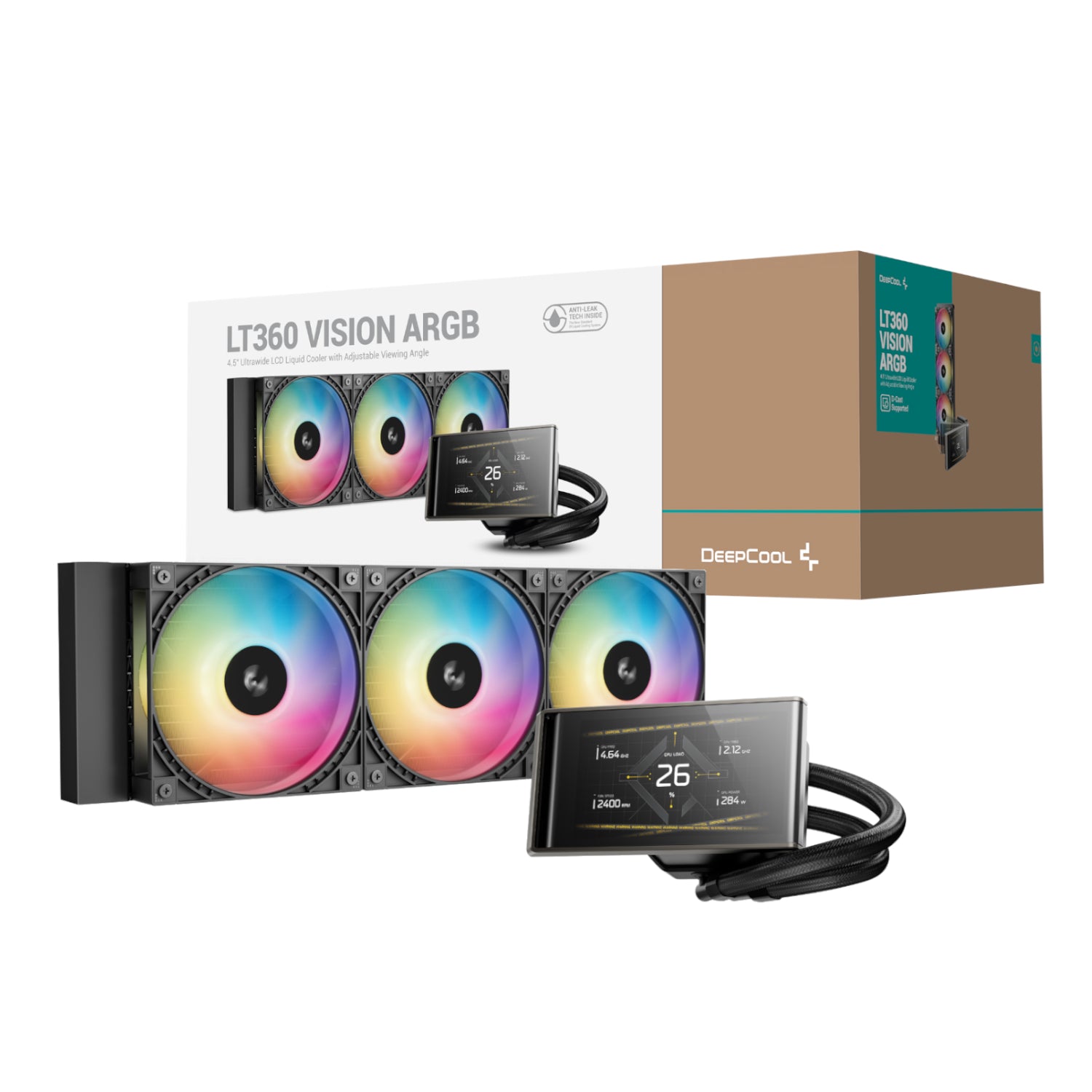 DeepCool LT360 VISION ARGB 4.5" LCD All-in-one CPU Liquid Cooler - Black