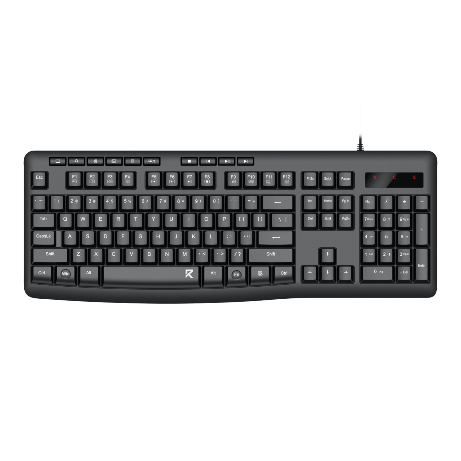 Redragon BK-7366 Full-size Ergonomic Wired Membrane Office Keyboard - Black